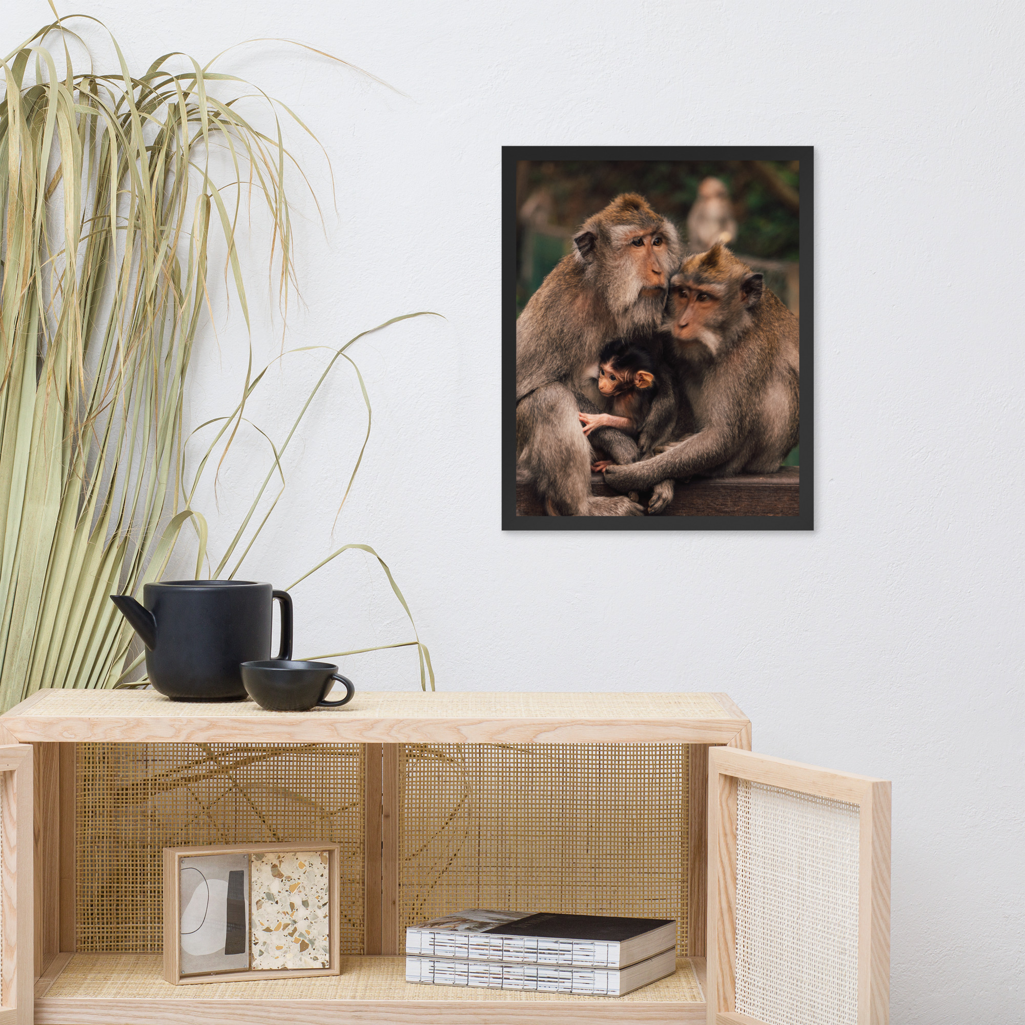 Macaque Family — Framed Poster - Image 7