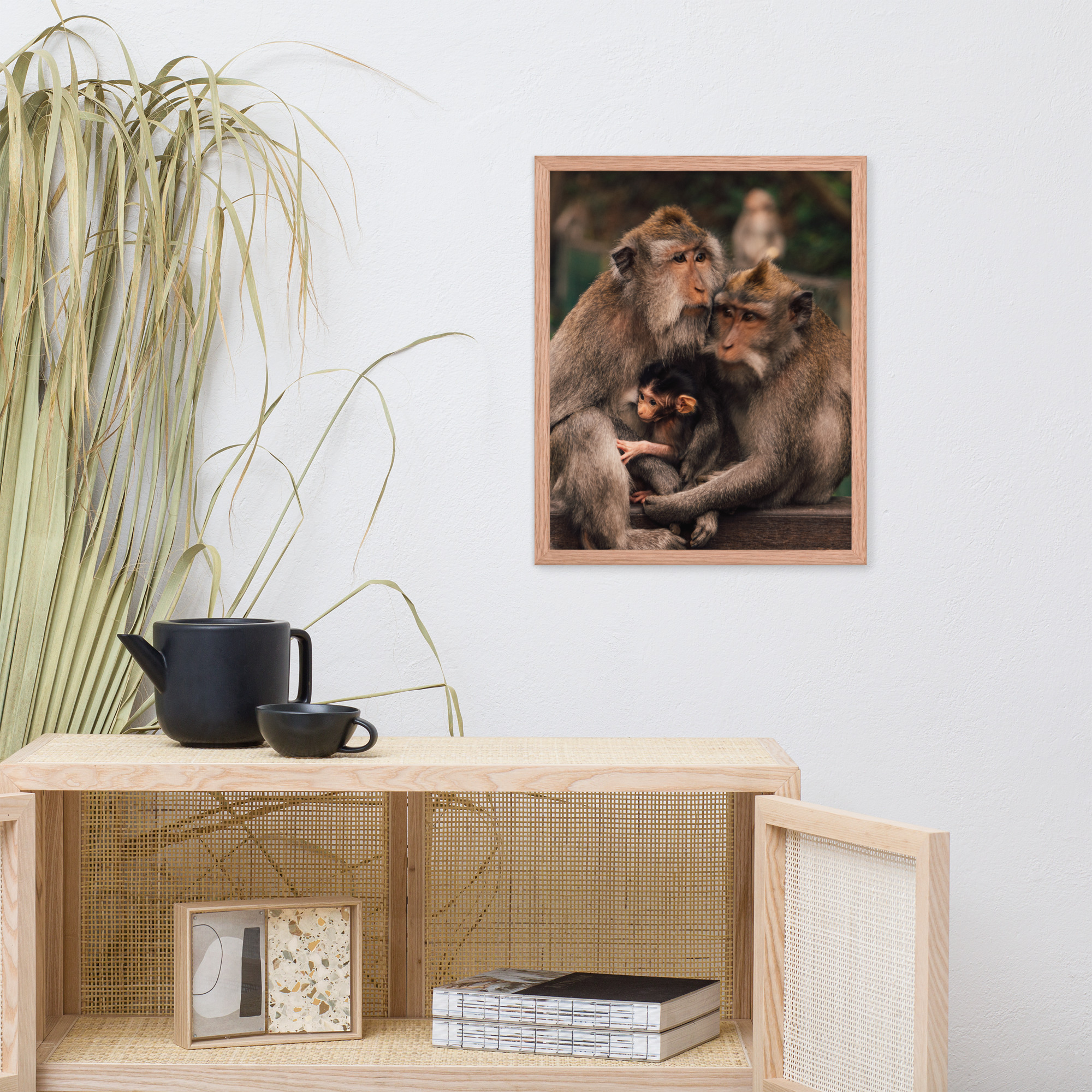 Macaque Family — Framed Poster - Image 8